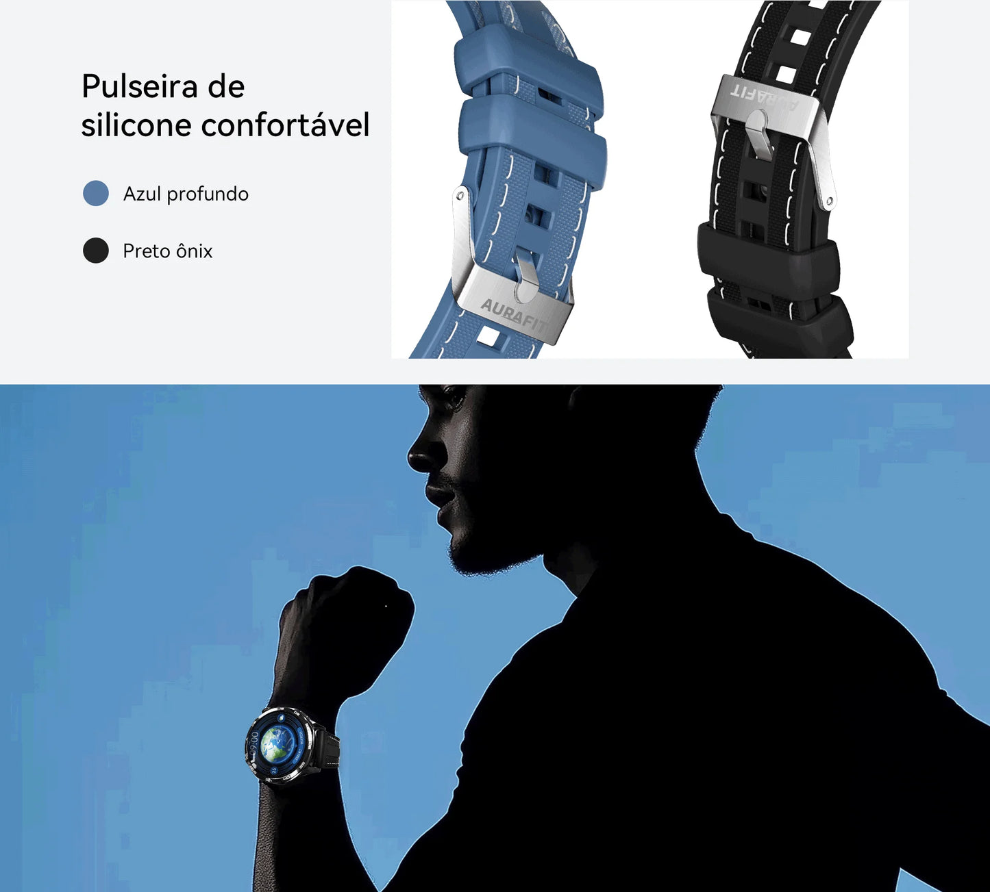 Smartwatch AURAFIT AM29 Tela AMOLED 1.43" Carregamento Sem Fio 100+ Modos Monitor Saúde IP68 Strava