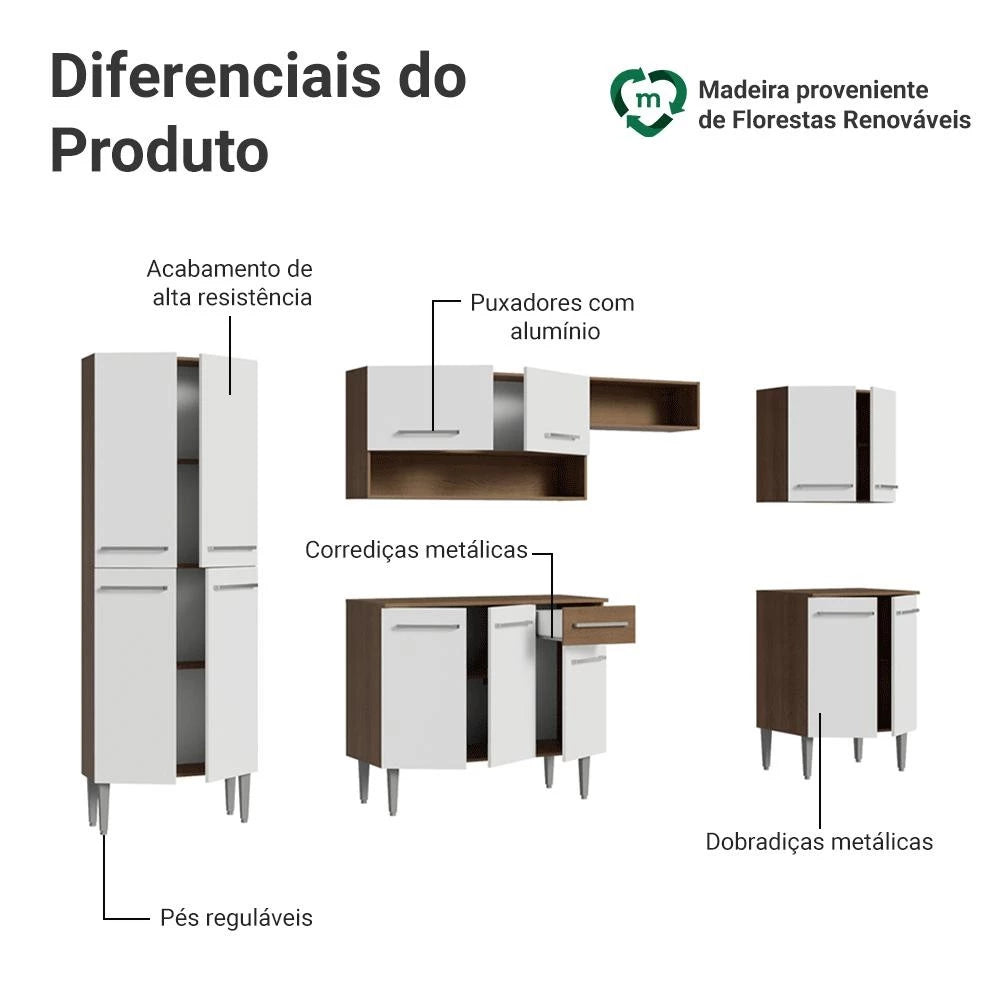 Armário de Cozinha Completa 293cm Emilly Madesa