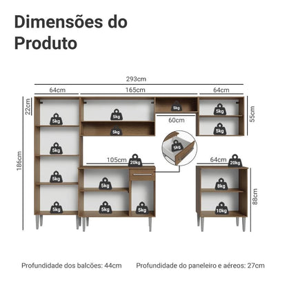 Armário de Cozinha Completa 293cm Emilly Madesa